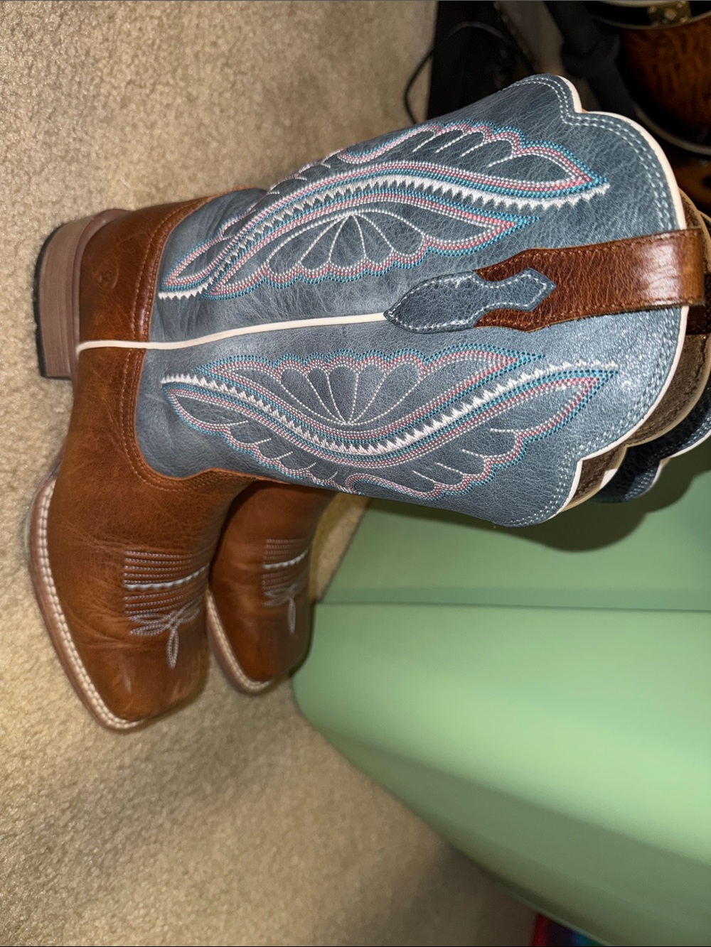 Classic Women’s Brown & Blue Western Cowboy Boots